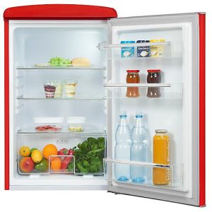 Vollraumkühlschrank exquisit RKS120-V-H-160F, 75 W, 122 l, 41 dB, 3 Fächer/1 Frischefach/3 Türfächer, B 550 x T 575 x H 895 mm, Retro-Optik, rot Vollraumkühlschrank exquisit RKS120-V-H-160F, 75 W, 122 l, 41 dB, 3 Fächer/1 Frischefach/3 Türfächer, B 550 x T 575 x H 895 mm, Retro-Optik, rot