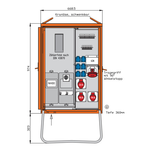 Walther Werke Anschlussverteilerschrank 44kVA m.Zählerplatz WAV0170BR1
