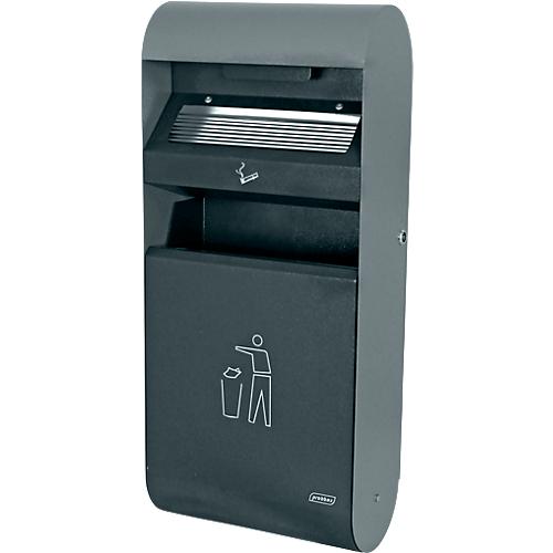 Wandascher-Abfall-Kombination, aus verzinktem Stahl, L 300 x B 140 x H 670 m, anthrazit