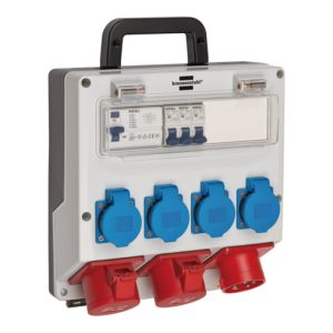 Wandverteiler 400V/16A IP44 3x LS 230V/16 A, 1xFI 40 A 4-polig 30mA