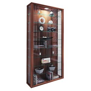 Wandvitrine Vitrosa Maxi, ohne LED-Beleuchtung, 8 Einlegeböden, 2 Flügeltüren, B 590 x T 180 x H 1140 mm, Glas & Holz, Kern-Nussbaum-Dekor Wandvitrine Vitrosa Maxi, ohne LED-Beleuchtung, 8 Einlegeböden, 2 Flügeltüren, B 590 x T 180 x H 1140 mm, Glas & Holz, Kern-Nussbaum-Dekor
