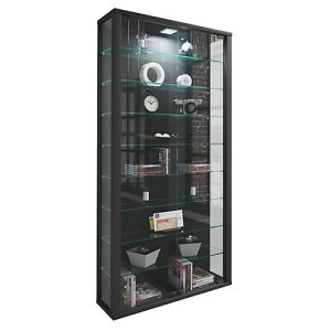 Wandvitrine Vitrosa Maxi, ohne LED-Beleuchtung, 8 Einlegeböden, 2 Flügeltüren, B 590 x T 180 x H 1140 mm, Glas & Holz, schwarz Wandvitrine Vitrosa Maxi, ohne LED-Beleuchtung, 8 Einlegeböden, 2 Flügeltüren, B 590 x T 180 x H 1140 mm, Glas & Holz, schwarz