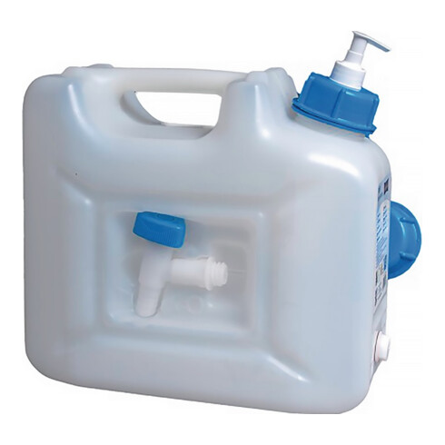 Wasserkanister 12l HDPE m.Ablasshahn+Pumpspender H310x165xT350mm HÜNERSDORFF