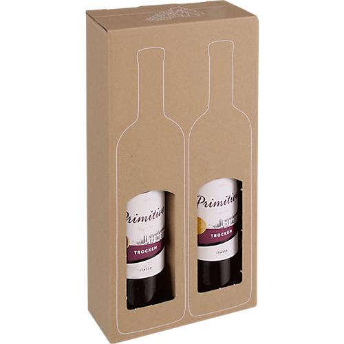 Weinkarton ColomPac SAWP, für 2 Flaschen, L 182 x B 93 x H 374 mm, Wellpappe, kraft-braun, 10 Stück