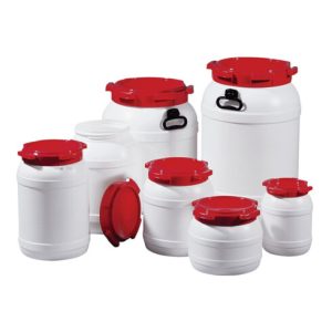Weithalsfass weiß Deckel rot 20l D.274xH.418mm Einfüllöffnung-D.204mm Weithalsfass weiß Deckel rot 20l D.274xH.418mm Einfüllöffnung-D.204mm