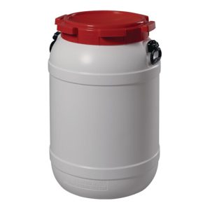 Weithalsfass weiß Deckel rot 68l D.410xH.632mm Einfüllöffnung-D.282mm Weithalsfass weiß Deckel rot 68l D.410xH.632mm Einfüllöffnung-D.282mm