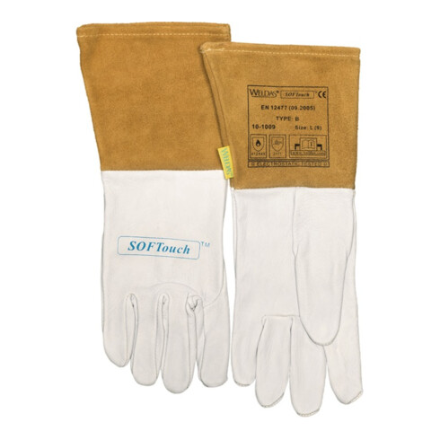 Weldas Schweißerhandschuhe Gr.M (8,5) natur/orange EN 388,EN 12477,EN 1149-2 10 PA