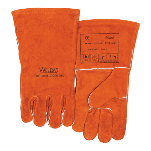 Weldas Schweißerhandschuhe Gr.XL (9,5) rot Qualitäts-Rindspaltleder EN388,EN12477 10 PA