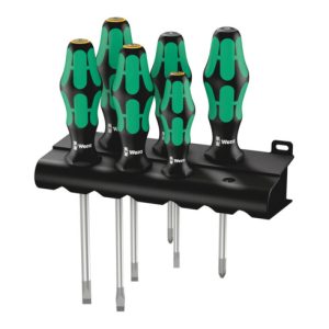Wera 334/355/6 Rack Schraubendrehersatz Kraftform Plus Lasertip + Rack, 6-teilig