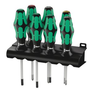 Wera 335/350/367/7 Rack Schraubendrehersatz Kraftform Plus Lasertip + Rack, 7-teilig