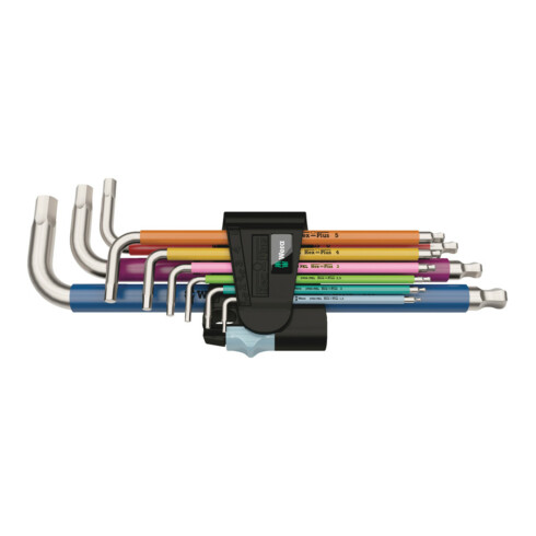 Wera 3950/9 Hex-Plus Multicolour Stainless 1 Winkelschlüsselsatz, metrisch, Edelstahl, 9-teilig