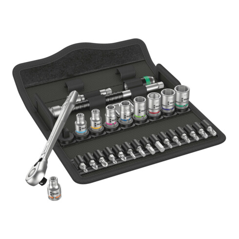 Wera 8100 SA 11 Zyklop Metal-Knarrensatz, Umschalthebel, 1/4"-Antrieb, zöllig, 28-teilig