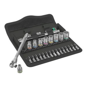 Wera 8100 SA 7 Zyklop Metal-Knarrensatz Durchsteckvierkant, 1/4″-Antrieb, metrisch, 28-teilig