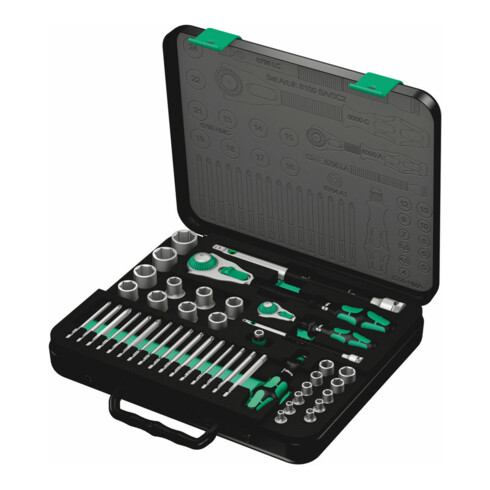 Wera 8100 SA/SC 2 Zyklop Speed-Knarrensatz, 1/4"-Antrieb und 1/2"-Antrieb, metrisch, 43-teilig