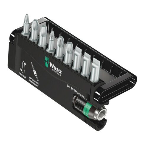 Wera 8600-9/TZ Bit-Check – Rapidaptor, 1 Universalhalter mit 9 Torsion-Bits