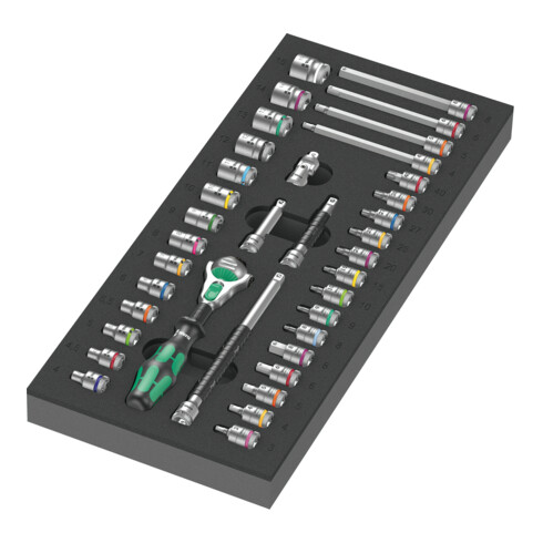 Wera 9720 Schaumstoffeinlage 8000 A Zyklop Knarre 1/4" Set 1, 37-teilig