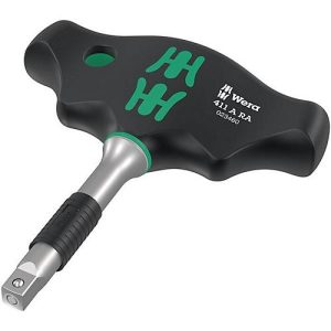 WERA Hebelumschaltknarre 411 A RA, 1/4 Zoll Vierkant, L 89 mm, 80 Zähne, legierter Werkzeugstahl, Quergriff 2-komponentig