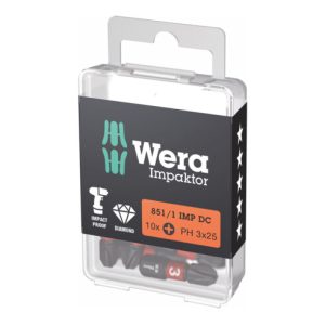 Wera Impaktor Bit für Phillips, 1/4 Zoll C 6,3 Set, Kreuzschlitzgröße: 3 Wera Impaktor Bit für Phillips, 1/4 Zoll C 6,3 Set, Kreuzschlitzgröße: 3