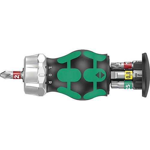 WERA Magazin-Bithalter KK Stubby Magazin RA 1, 6-tlg., Schlitz/PH/TORX, Ratschenfunktion, L 115 mm