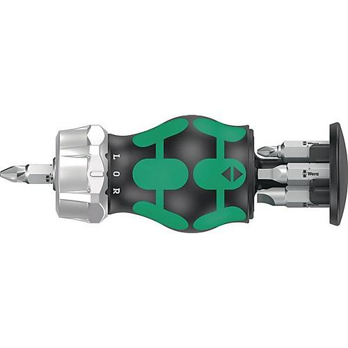 WERA Magazin-Bithalter KK Stubby RA, 6-tlg., Schlitz/PH/4-kant, L 115 mm, Ratschenfunktion, Dauermagnet