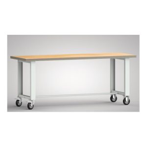 Werkbank B2000xT700xH840mm Buche Multiplex lichtgrau Bock-u.Lenkrollen,VG D125mm Werkbank B2000xT700xH840mm Buche Multiplex lichtgrau Bock-u.Lenkrollen,VG D125mm
