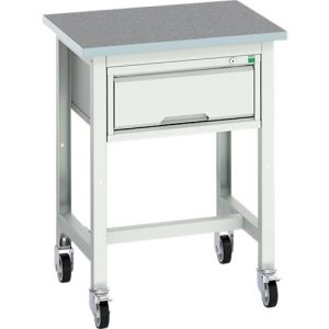 Werkbank Bott verso, Linoleum-Platte, 1 Schublade, mit Querstrebenset, B 700 x T 600 x H 930 mm, Lichtgrau Werkbank Bott verso, Linoleum-Platte, 1 Schublade, mit Querstrebenset, B 700 x T 600 x H 930 mm, Lichtgrau