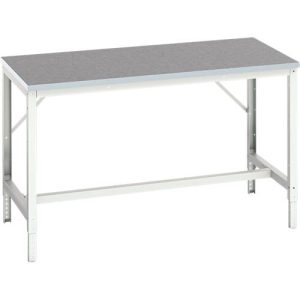 Werkbank Bott verso, Linoleum-Platte, mit Querstrebenset, B 1500 x T 800 x H 780 – 930 mm, RAL 7035 Lichtgrau Werkbank Bott verso, Linoleum-Platte, mit Querstrebenset, B 1500 x T 800 x H 780 – 930 mm, RAL 7035 Lichtgrau