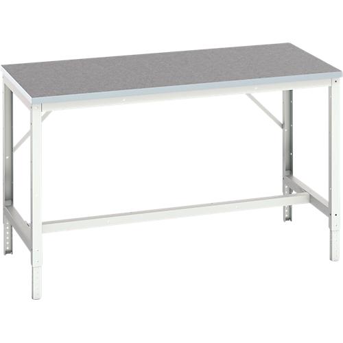 Werkbank Bott verso, Linoleum-Platte, mit Querstrebenset, B 1500 x T 800 x H 780 - 930 mm, RAL 7035 Lichtgrau