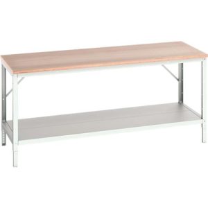 Werkbank Bott verso, Multiplex-Platte, mit Ablageboden, B 2000 x T 800 x H 780 – 930 mm, RAL 7035 Lichtgrau Werkbank Bott verso, Multiplex-Platte, mit Ablageboden, B 2000 x T 800 x H 780 – 930 mm, RAL 7035 Lichtgrau