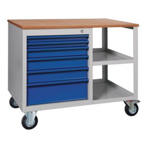 Werkbank PW700 B885xT700xH805mm Buche Multipl. lichtgrau/enzianblau 2 Schubl. Werkbank PW700 B885xT700xH805mm Buche Multipl. lichtgrau/enzianblau 2 Schubl.