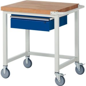 Werkbank Serie 8000, fahrbar, mit Hängeschublade, B 750 x T 700 x H 880 mm Werkbank Serie 8000, fahrbar, mit Hängeschublade, B 750 x T 700 x H 880 mm