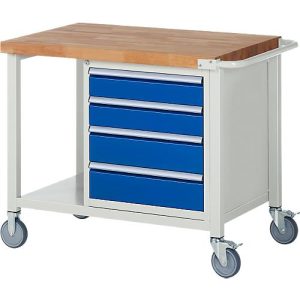 Werkbank Serie 8162, fahrbar, 4 Schubladen, B 1000 x T 700 x H 880 mm Werkbank Serie 8162, fahrbar, 4 Schubladen, B 1000 x T 700 x H 880 mm