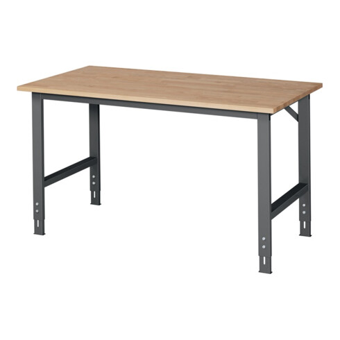Werktisch Tom B1500xT800xH760-1080mm Arbeitsplatte Buche Gestell anthrazitgrau
