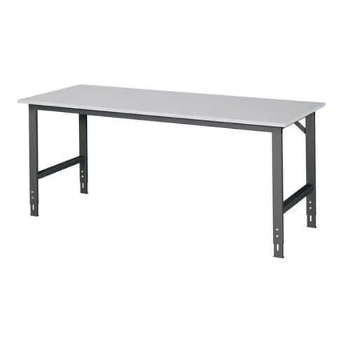 Werktisch Tom B2000xT800xH760-1080mm Arbeitsplatte Melamin Gestell anthrazitgrau