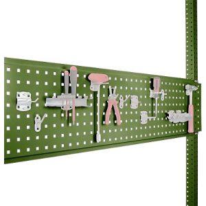 Werkzeug-Lochplatte, für Tischbreite 1500 mm, f. Serie Universal/Profi, resedagrün RAL 6011 Werkzeug-Lochplatte, für Tischbreite 1500 mm, f. Serie Universal/Profi, resedagrün RAL 6011