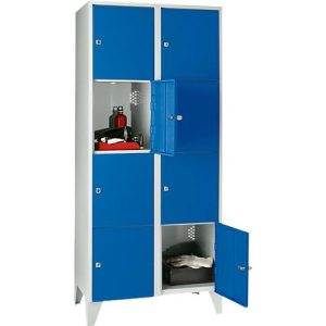 Wertfachschrank 400 mm, 2 Abteile, 8 Fächer, Sicherheitszylinderschloss, Fuß, enzianblau Wertfachschrank 400 mm, 2 Abteile, 8 Fächer, Sicherheitszylinderschloss, Fuß, enzianblau