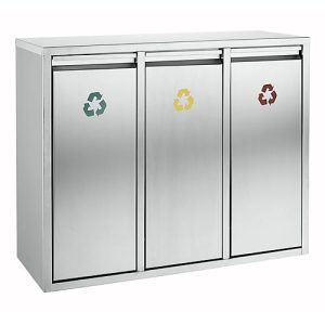 Wertstoff-Sortieranlage aus Edelstahl, 3 x 15 l Wertstoff-Sortieranlage aus Edelstahl, 3 x 15 l