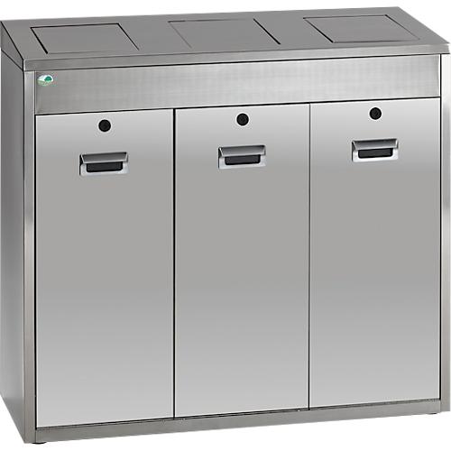 Wertstoffsortiersystem VAR 3 x 48 Liter, Edelstahl