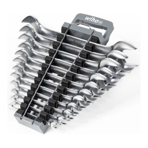 Wiha Doppelmaul-Gabelschlüssel Set 12-tlg. inkl. Halter I Gabelschlüsselsatz 6-32 mm I metrisch I Schraubenschlüssel Set I Doppelmaulschlüssel (44753)