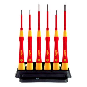 Wiha Feinschraubendreher Set PicoFinish electric Schlitz, Phillips 6-tlg. mit Halter