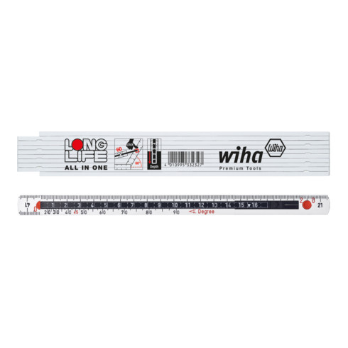Wiha Gliedermaßstab Longlife® All in One 2 m metrisch, 10 Glieder weiß