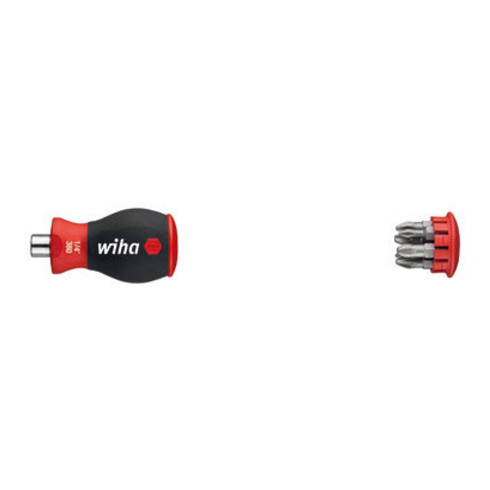 Wiha Schraubendreher mit Bit Magazin magnetisch Pozidriv, Phillips mit 6 Bits, Stubby, 1/4" in Blister