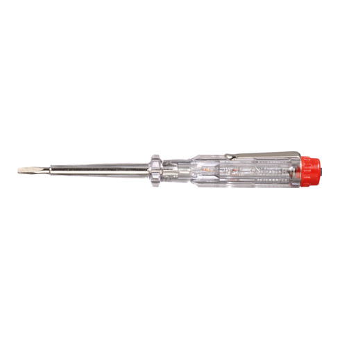 Wiha Spannungsprüfer 220-250 Volt Schlitz transparent, mit Ansteckclip in Blister 3,0 mm x 60 mm