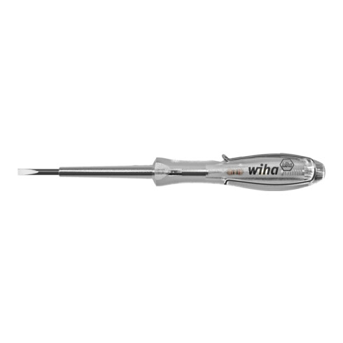 Wiha Spannungsprüfer SoftFinish® einpolig, 110 - 250 Volt Schlitz transparent, mit Ansteckclip 3 mm