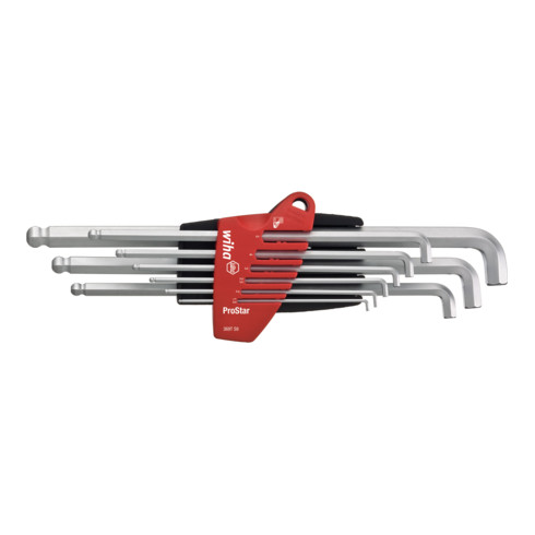 Wiha Stiftschlüssel Set mit ProStar Halter (35481) 9tlg. | Innensechskant Satz Kugelkopf|Innensechskantschlüssel klein 1,5/ 2/ 2,5/ 3/ 4/ 5/ 6/ 8/ 10