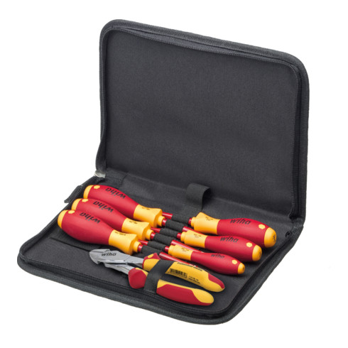 Wiha Werkzeug Set Elektriker Schraubendreher, Kraftseitenschneider 7-tlg. in Tasche