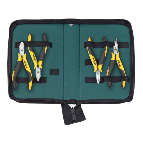 Wiha Zangen Set Professional ESD Seiten-, Schrägvornschneider, Flachrundzange 4-tlg.