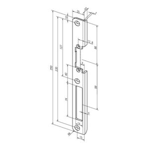 Winkelschließbl.63 B VA B.25mm L.250mm ktg.DIN re.ASSA ABLOY Winkelschließbl.63 B VA B.25mm L.250mm ktg.DIN re.ASSA ABLOY
