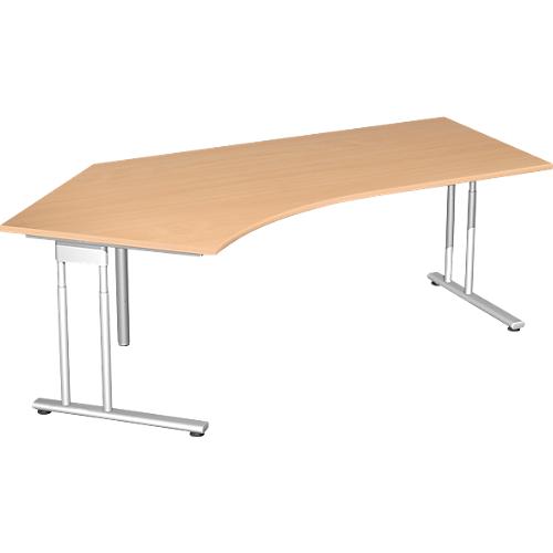 Winkelschreibtisch 135° PALENQUE, C-fuß, Winkel links, B 2165 x T 800/1130 x H 680-820 mm, Buche