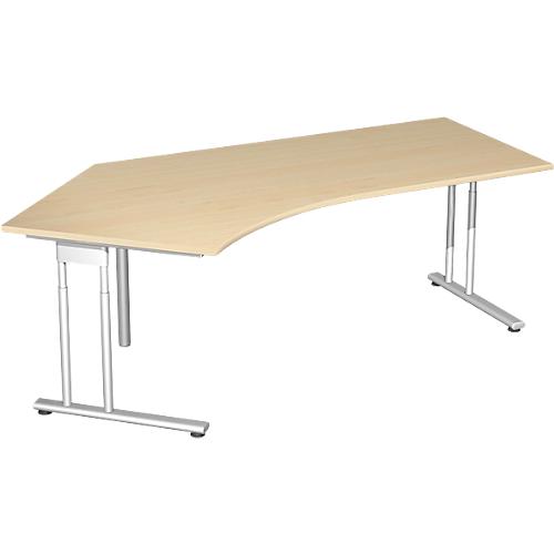 Winkelschreibtisch 135° PALENQUE, C-Fuß, Winkel links, B 2165 x T 800/1130 x H 720 mm, Ahorn